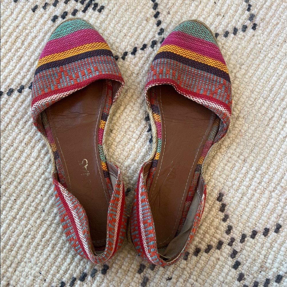 Anthropologie Kaanas Multicolor Striped Woven Flats
